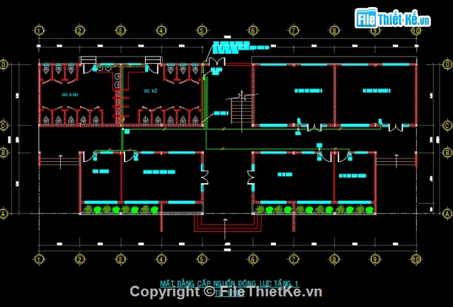 khối nhà học tập,trường nam việt,file thiết kế